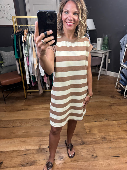 Here to Stay Striped Cap-Sleeve Dress - Multiple Options