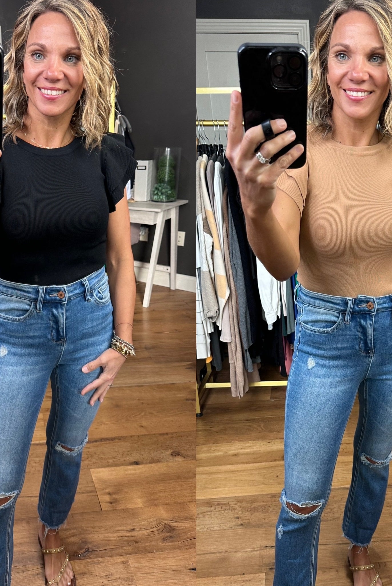 Out Tonight Ruffle Sleeve Bodysuit - Multiple Options-Bodysuits-Eesome-Anna Kaytes Boutique, Women's Fashion Boutique in Grinnell, Iowa