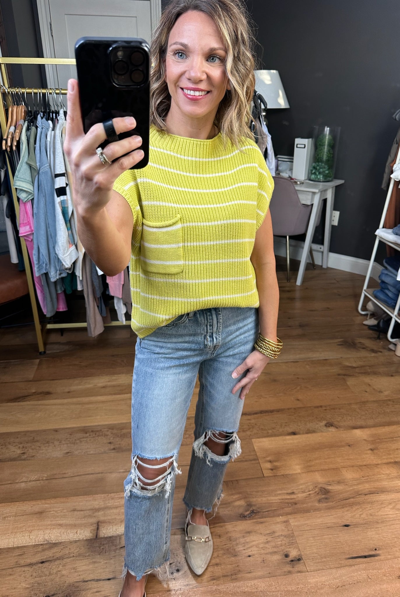 Here Comes The Sun Striped Knit Top - Multiple Options-Short Sleeves-By Together W1168-Anna Kaytes Boutique, Women's Fashion Boutique in Grinnell, Iowa