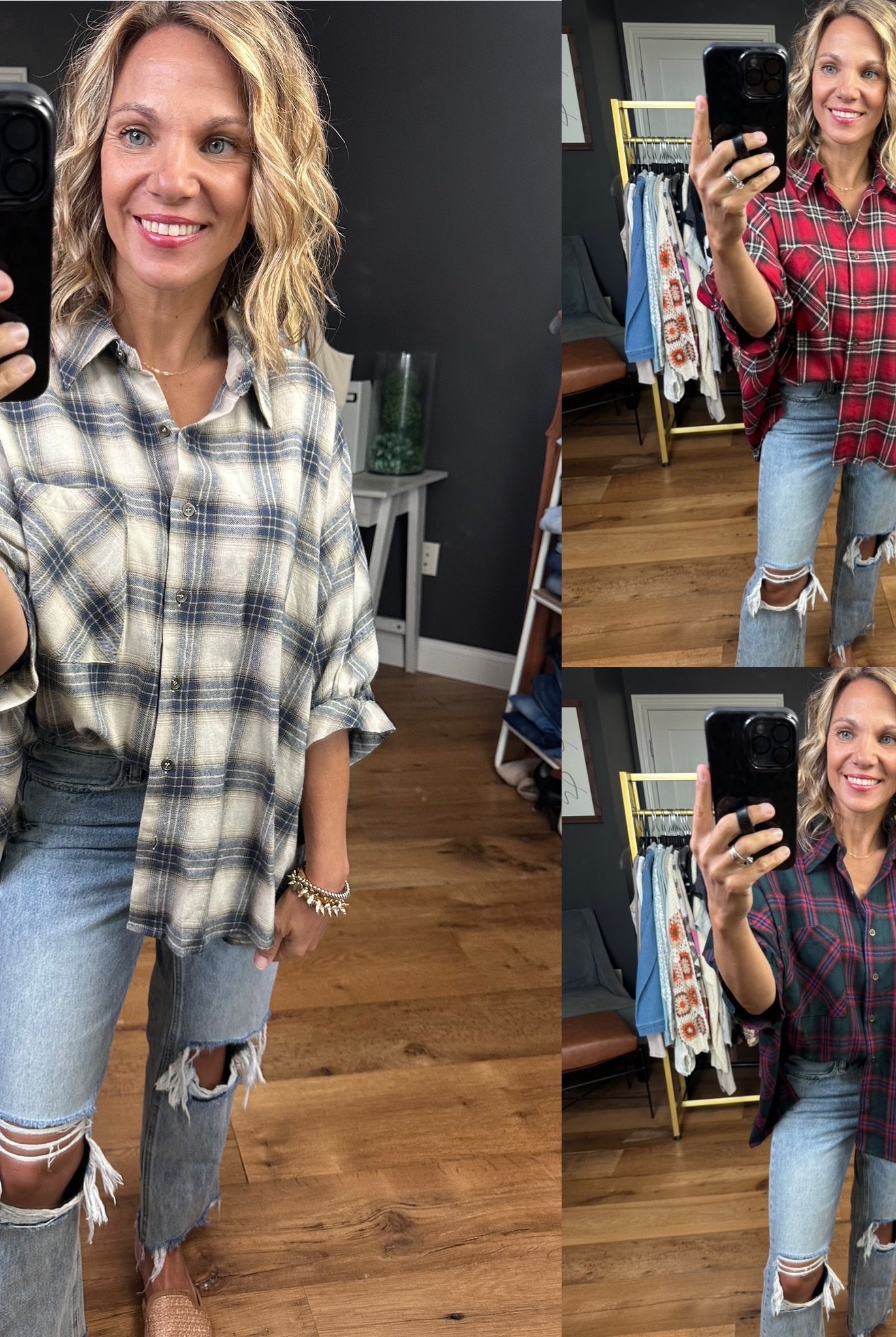Defined Roles Plaid Button-Down Top - Multiple Options-Entro-Anna Kaytes Boutique, Women's Fashion Boutique in Grinnell, Iowa