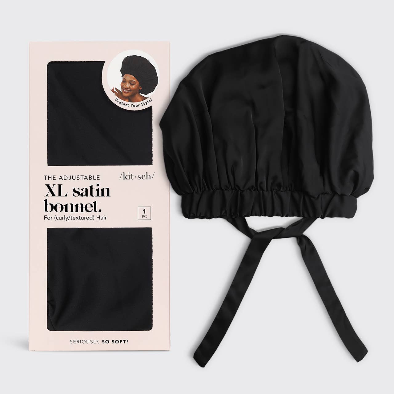 Satin Sleep XL Adjustable Bonnet - Black-KITSCH-Anna Kaytes Boutique, Women's Fashion Boutique in Grinnell, Iowa