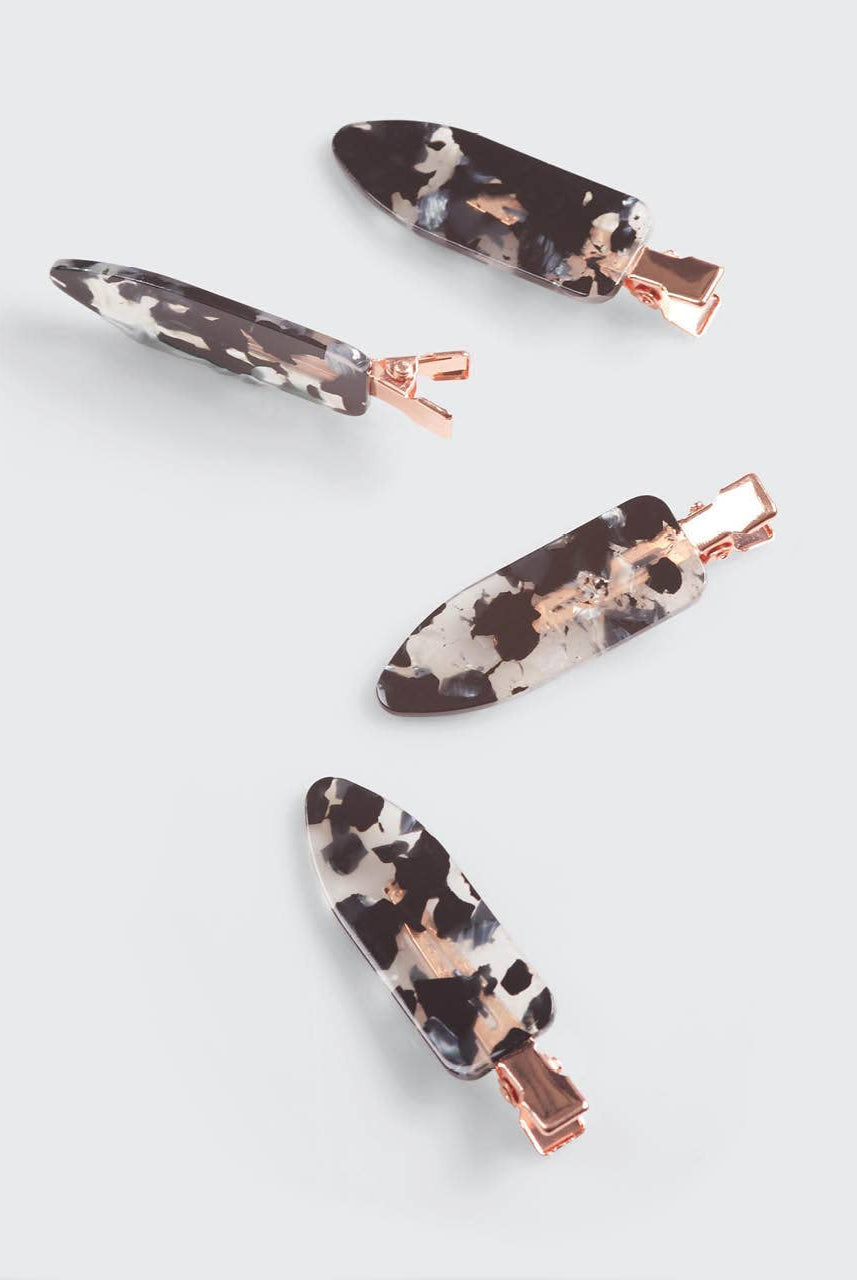 Eco-Friendly Creaseless Clips 4pc Set - Black Terrazzo-KITSCH-Anna Kaytes Boutique, Women's Fashion Boutique in Grinnell, Iowa