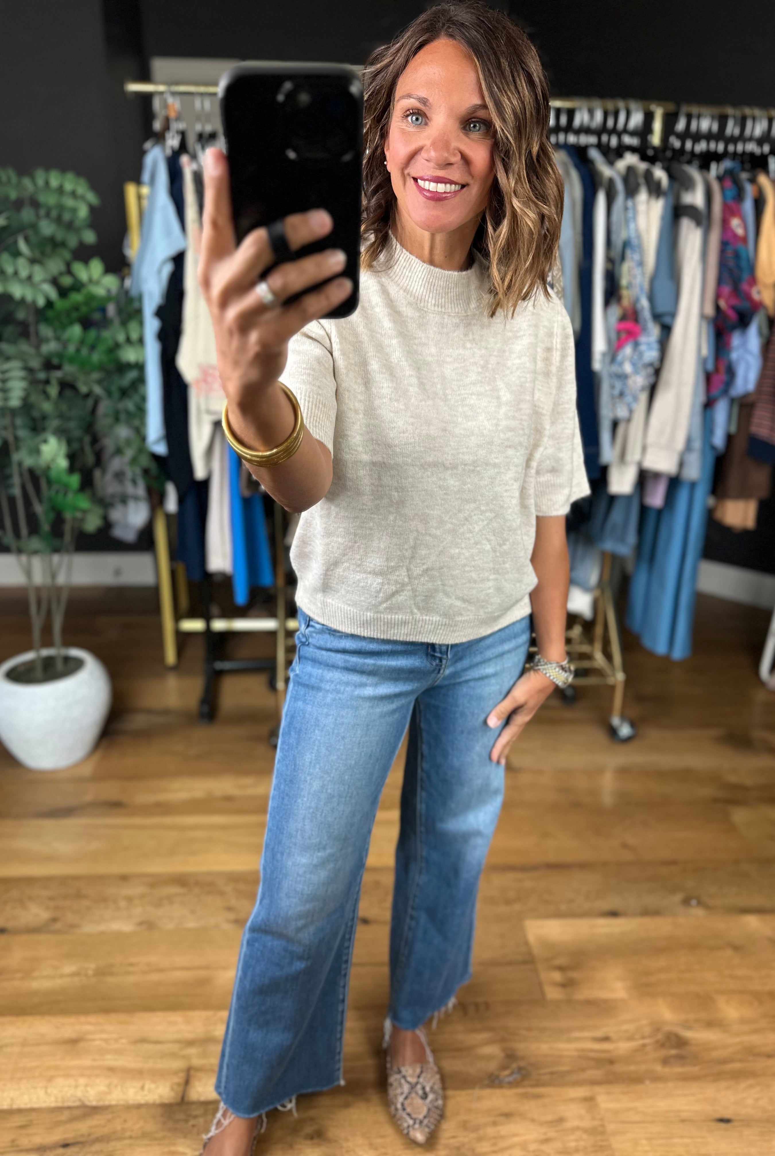 On The Record Knit Top-Short Sleeves-Blu Pepper-Anna Kaytes Boutique, Women's Fashion Boutique in Grinnell, Iowa