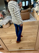 Newly Discovered Striped V-Neck Knit Sweater-Thread & Supply-Anna Kaytes Boutique, Women's Fashion Boutique in Grinnell, Iowa