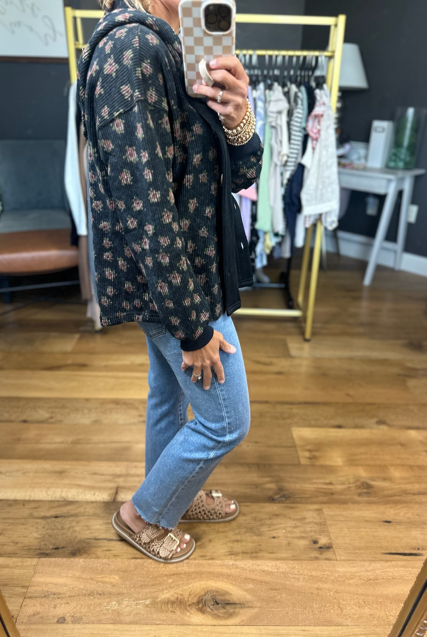 Spring Among Us Corded Floral Lightweight Jacket - Black-Aemi & Co-Anna Kaytes Boutique, Women's Fashion Boutique in Grinnell, Iowa