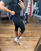 The Jenna Crossover Waist Capri Legging - Black-Leggings-Mono B BP628-Anna Kaytes Boutique, Women's Fashion Boutique in Grinnell, Iowa