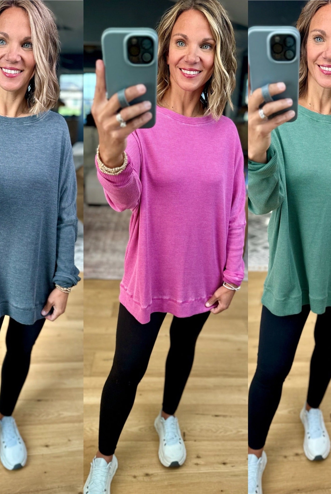 Make It Happen Waffle Long Sleeve Top-Mono B-Anna Kaytes Boutique, Women's Fashion Boutique in Grinnell, Iowa