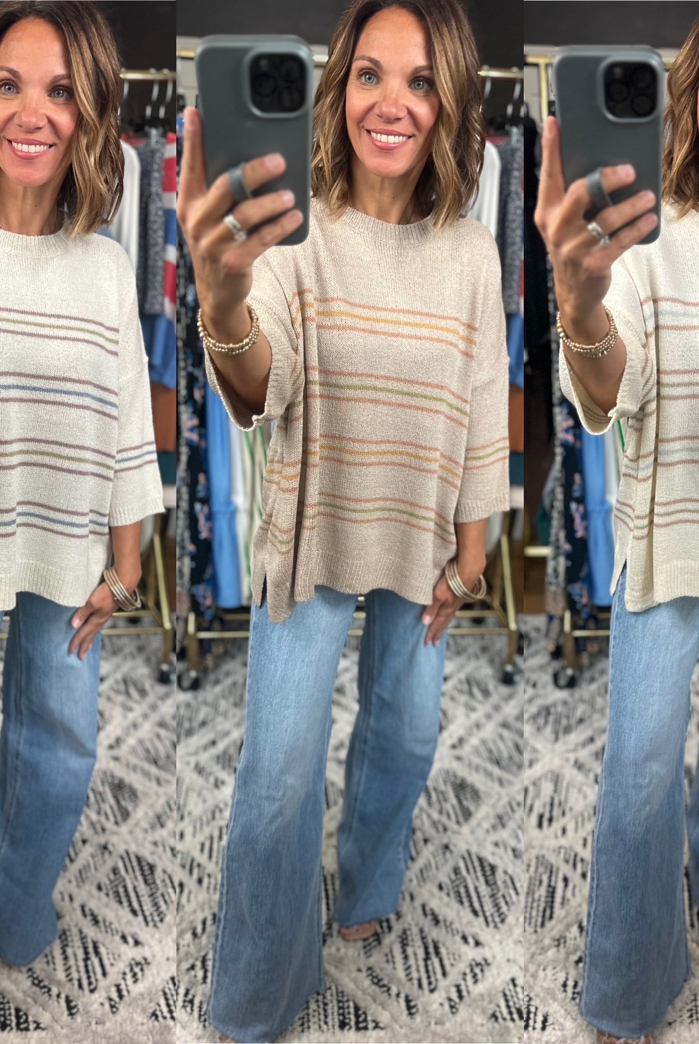Trusting You Striped Knit Top-Sweaters-Be Cool-Anna Kaytes Boutique, Women's Fashion Boutique in Grinnell, Iowa