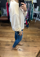 Major Feeling Henley Longsleeve Waffle Top - Oatmilk-Long Sleeves-Wishlist WL23-7680-Anna Kaytes Boutique, Women's Fashion Boutique in Grinnell, Iowa