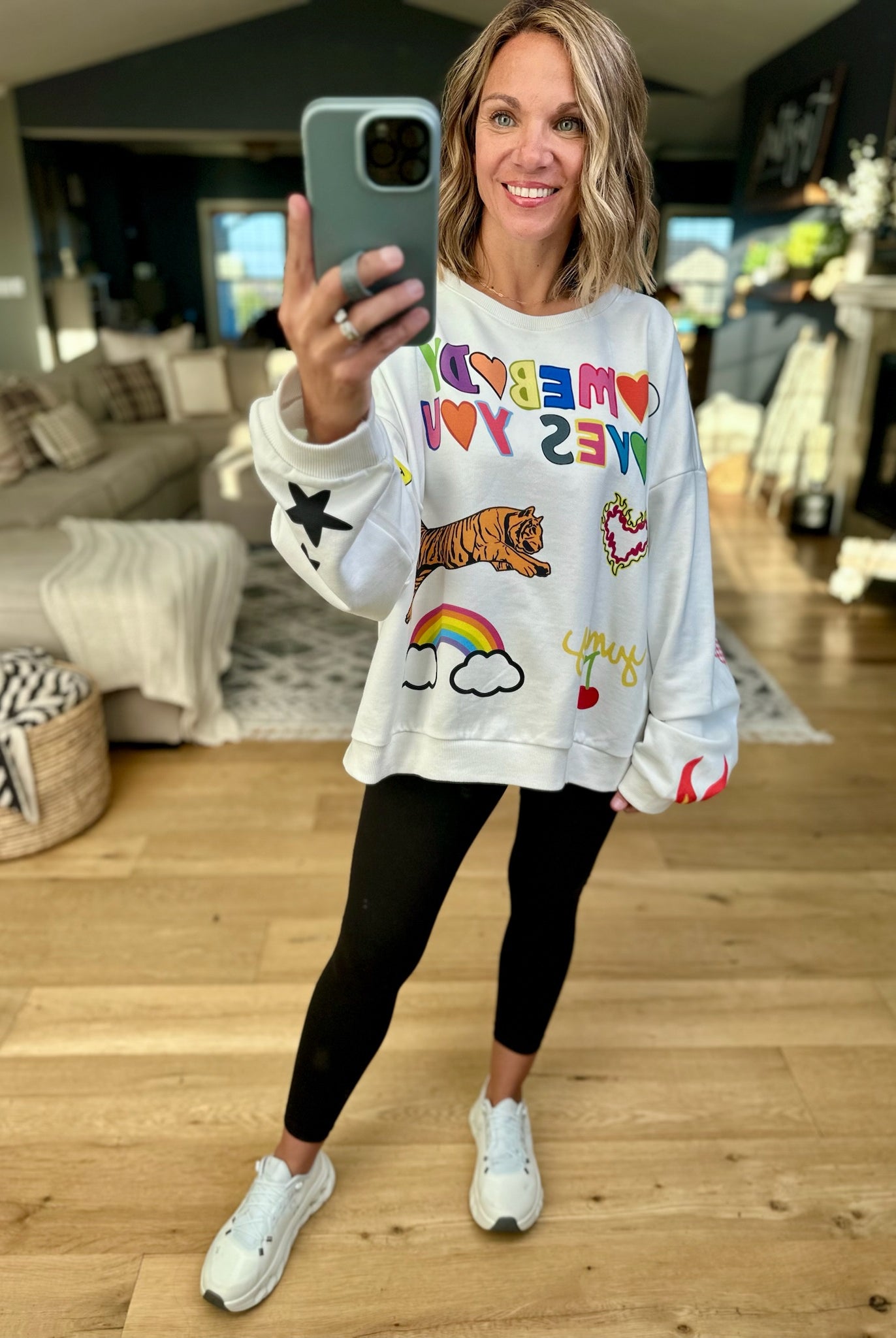 Somebody Loves You Graphic Print Crewneck-Bucketlist-Anna Kaytes Boutique, Women's Fashion Boutique in Grinnell, Iowa