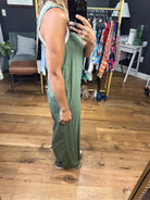 Always Listening Wide-Leg Jumpsuit - Olive-Jumpsuits-Wishlist WL22-7147-Anna Kaytes Boutique, Women's Fashion Boutique in Grinnell, Iowa