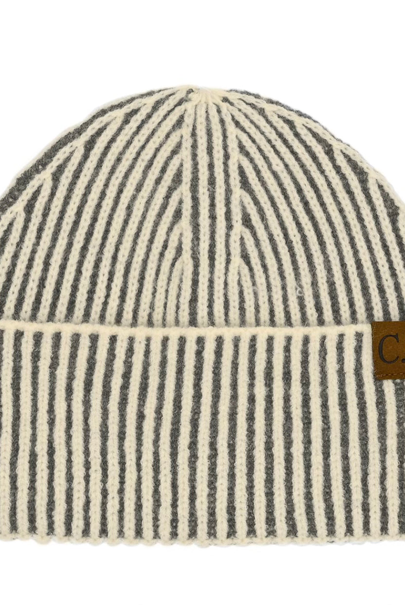 CC Contrast Stripe Cuff Beanie- Multiple Options-Hats-Joia HTC-0043-Anna Kaytes Boutique, Women's Fashion Boutique in Grinnell, Iowa