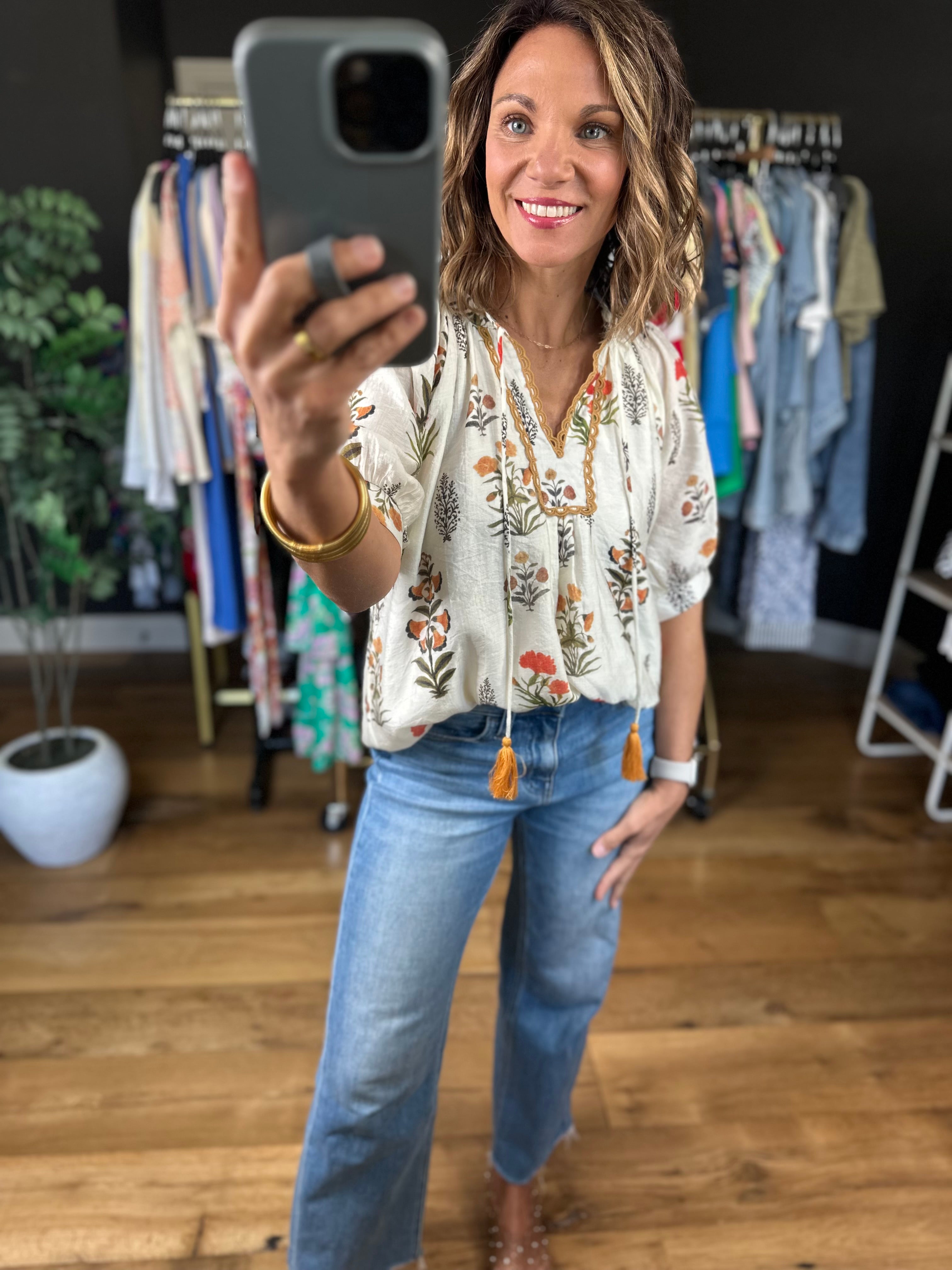 Petal & Grace Floral Top-Short Sleeves-Umgee-Anna Kaytes Boutique, Women's Fashion Boutique in Grinnell, Iowa