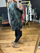 **Find My Way Plaid Button-Down Top - Hunter-Be Cool-Anna Kaytes Boutique, Women's Fashion Boutique in Grinnell, Iowa