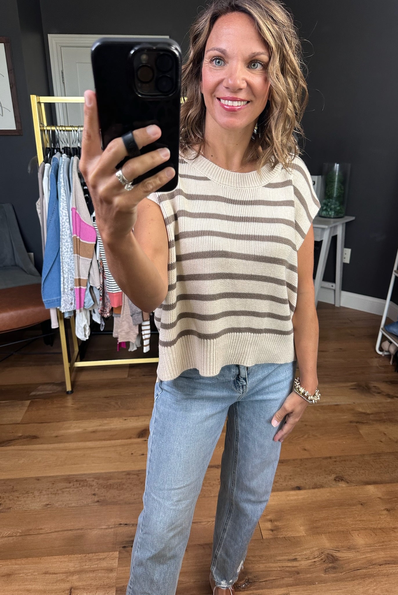 Anything In the World Striped Cap-Sleeve Knit Top - Multiple Options-Entro-Anna Kaytes Boutique, Women's Fashion Boutique in Grinnell, Iowa