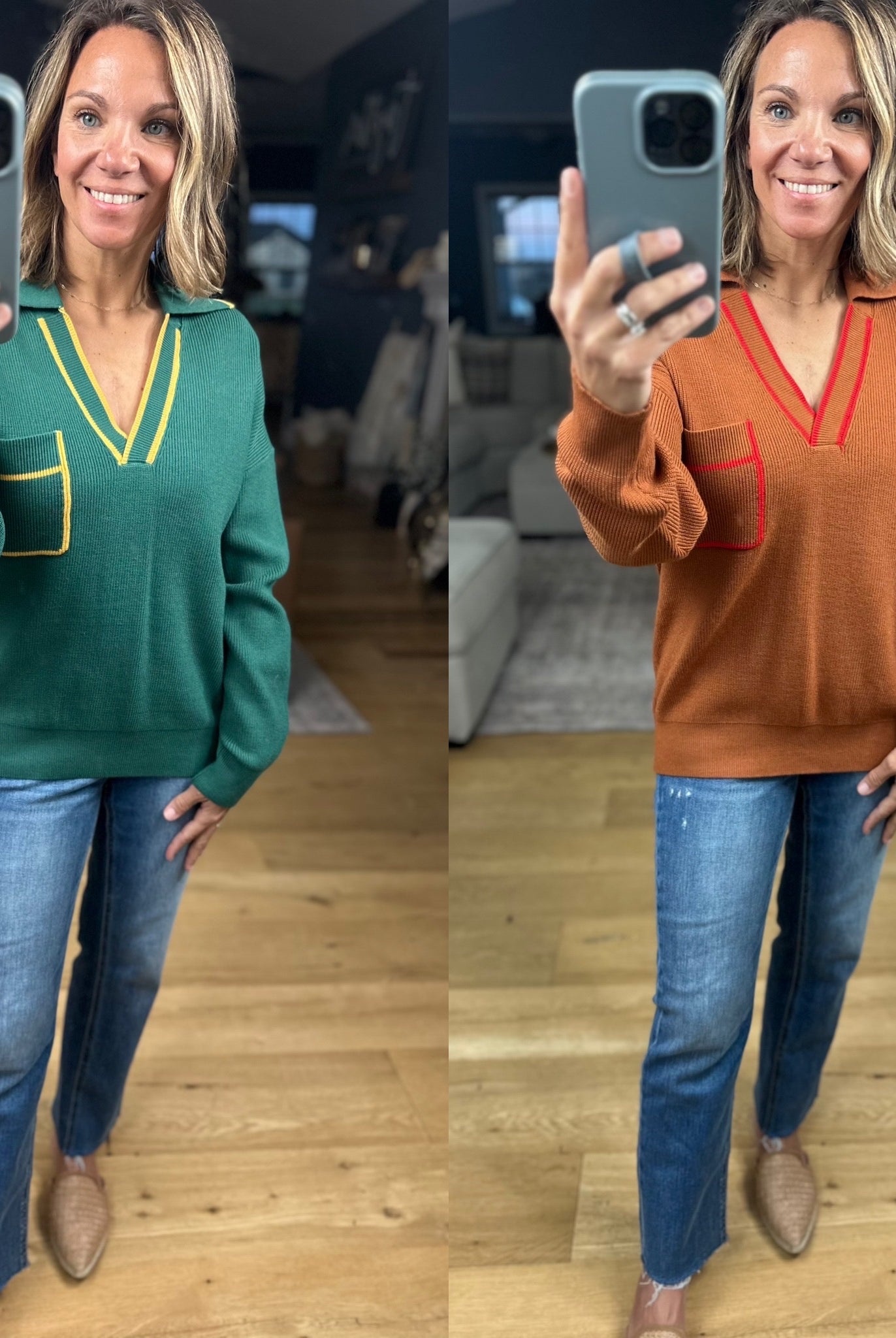 Easy Feel Collared V-Neck Knit-Sweaters-& Merci-Anna Kaytes Boutique, Women's Fashion Boutique in Grinnell, Iowa
