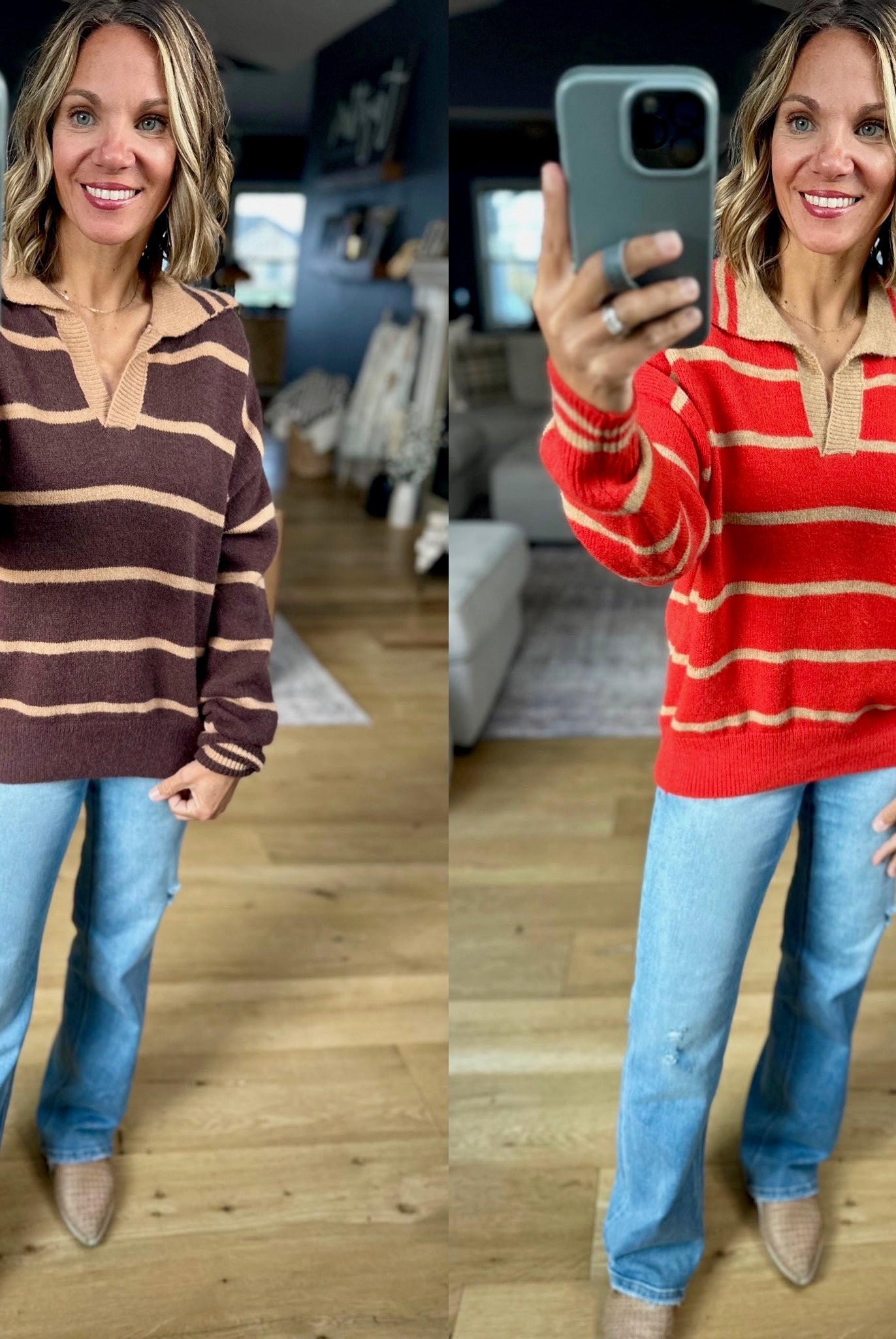 One Or The Other Striped Collared Sweater-& Merci-Anna Kaytes Boutique, Women's Fashion Boutique in Grinnell, Iowa
