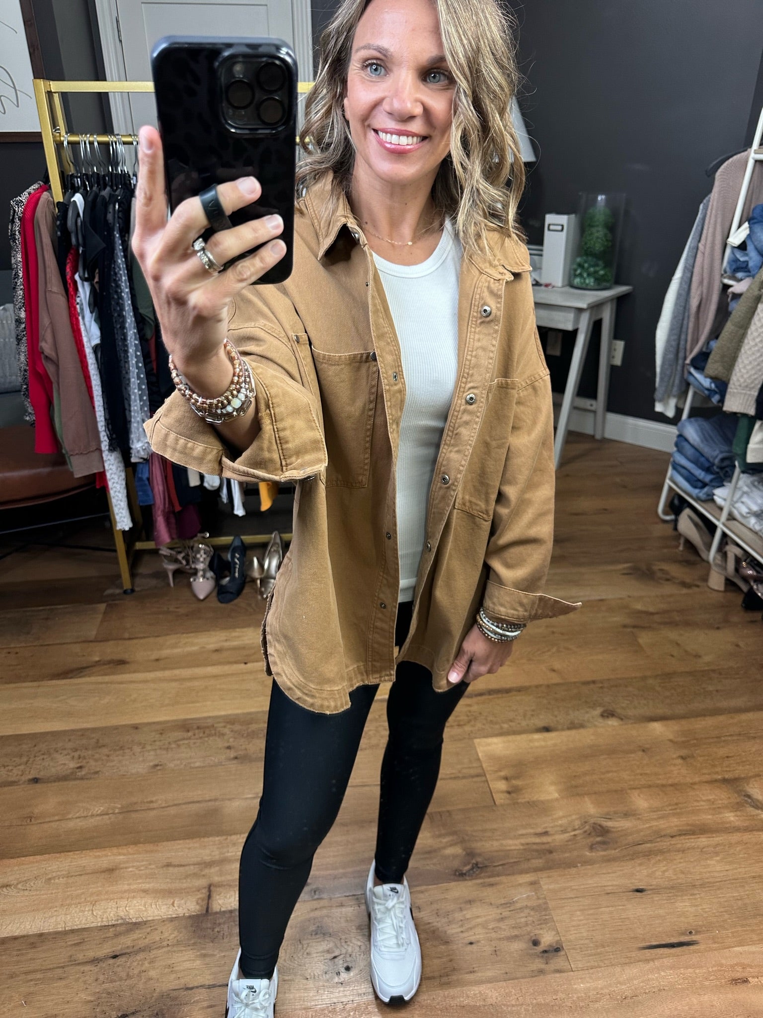 Need A Break Oversized Denim Shacket - Mocha