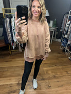 Interested To See Mineral Wash Pocket Crewneck Sweatshirt - Rust-Sweaters-Zenana OTW-4552y-Anna Kaytes Boutique, Women's Fashion Boutique in Grinnell, Iowa