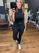 Full Feature Crossover Foiled Leggings - Black-Leggings-Mono B BP633-Anna Kaytes Boutique, Women's Fashion Boutique in Grinnell, Iowa