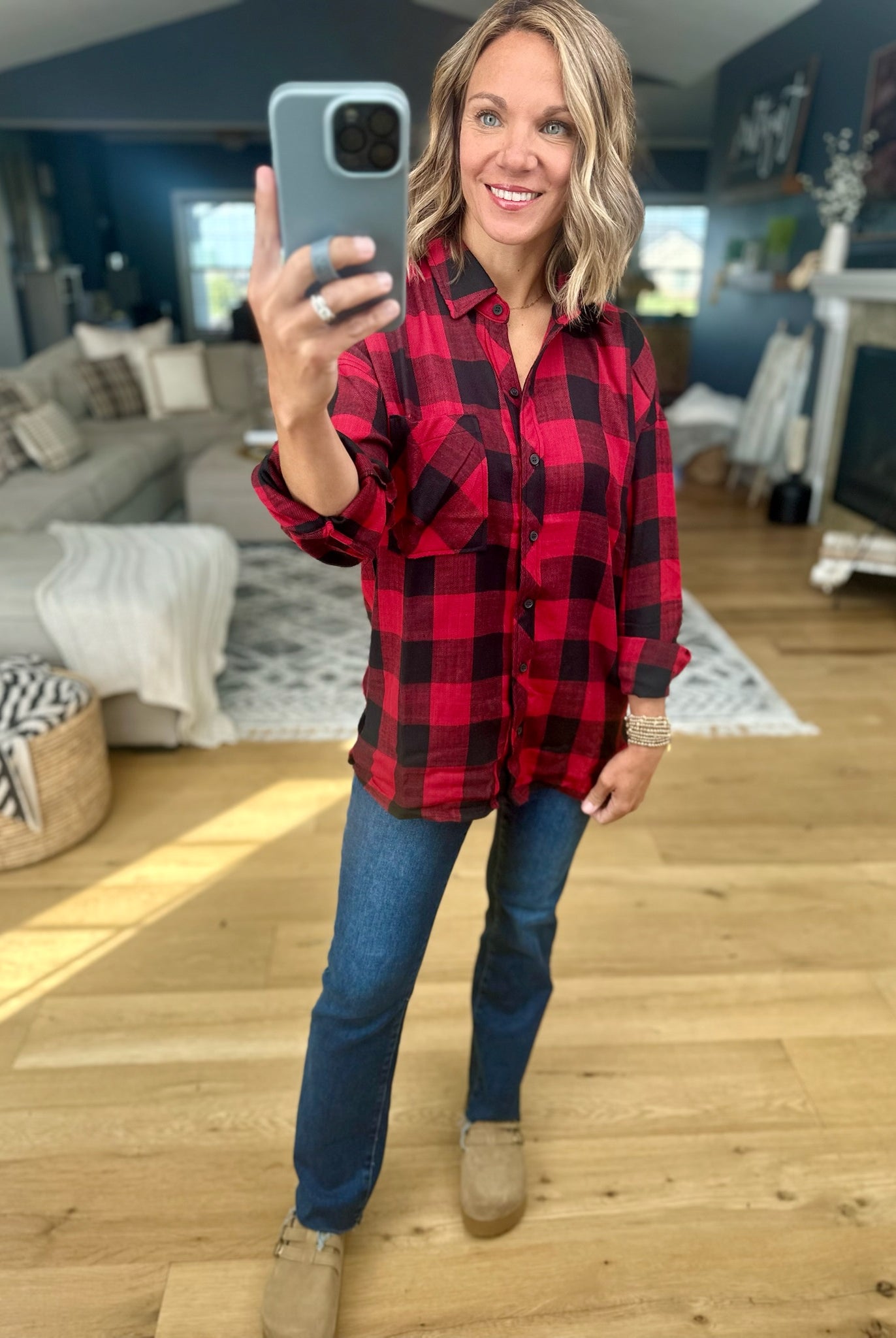 Find My Way Plaid Button-Down Top-Be Cool-Anna Kaytes Boutique, Women's Fashion Boutique in Grinnell, Iowa