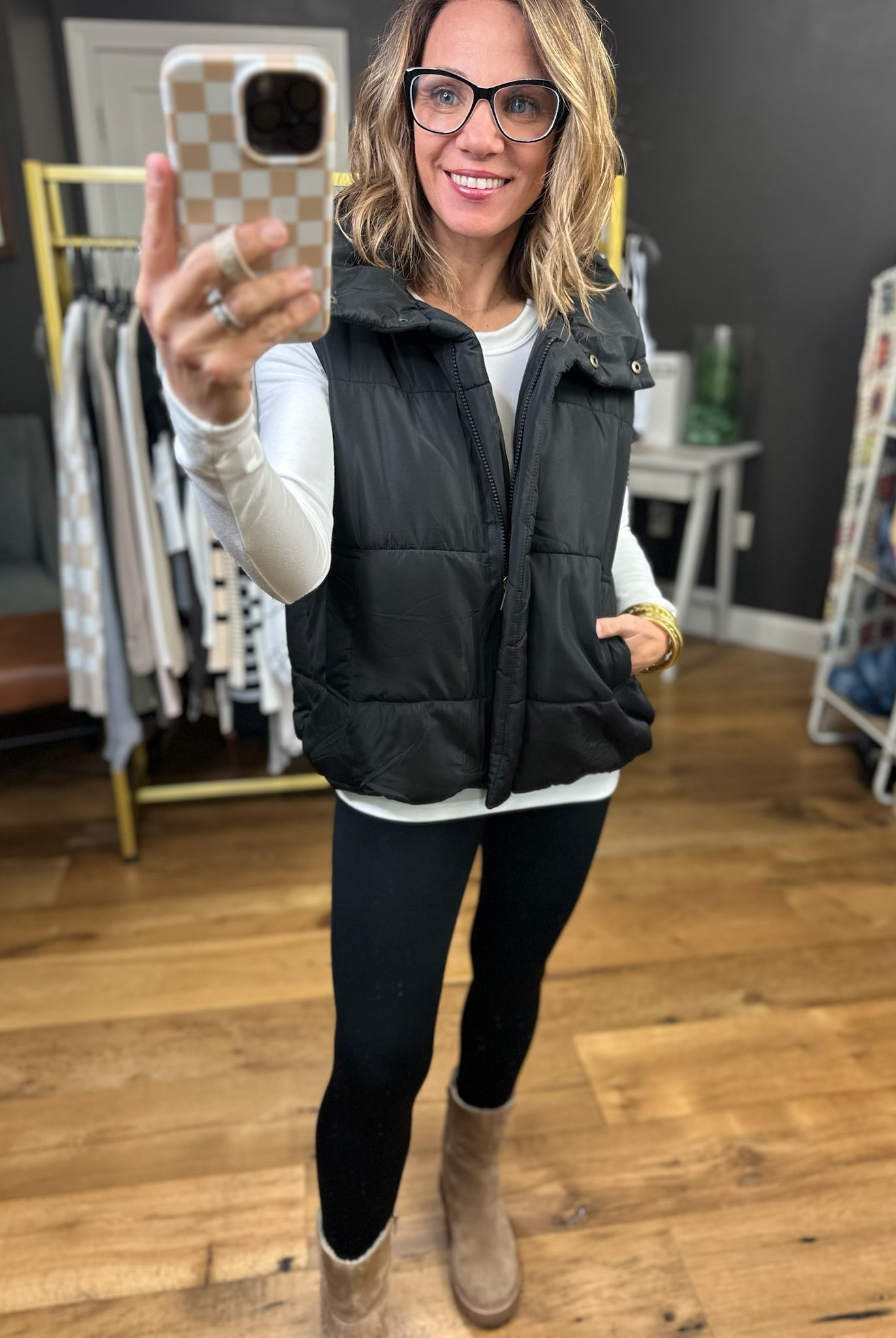 The Gabby Puffer Vest - Black-Blu Pepper-Anna Kaytes Boutique, Women's Fashion Boutique in Grinnell, Iowa