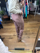 The Kenna Linen Drawstring Jogger - Clay-Joggers-Be Cool 42519-Anna Kaytes Boutique, Women's Fashion Boutique in Grinnell, Iowa