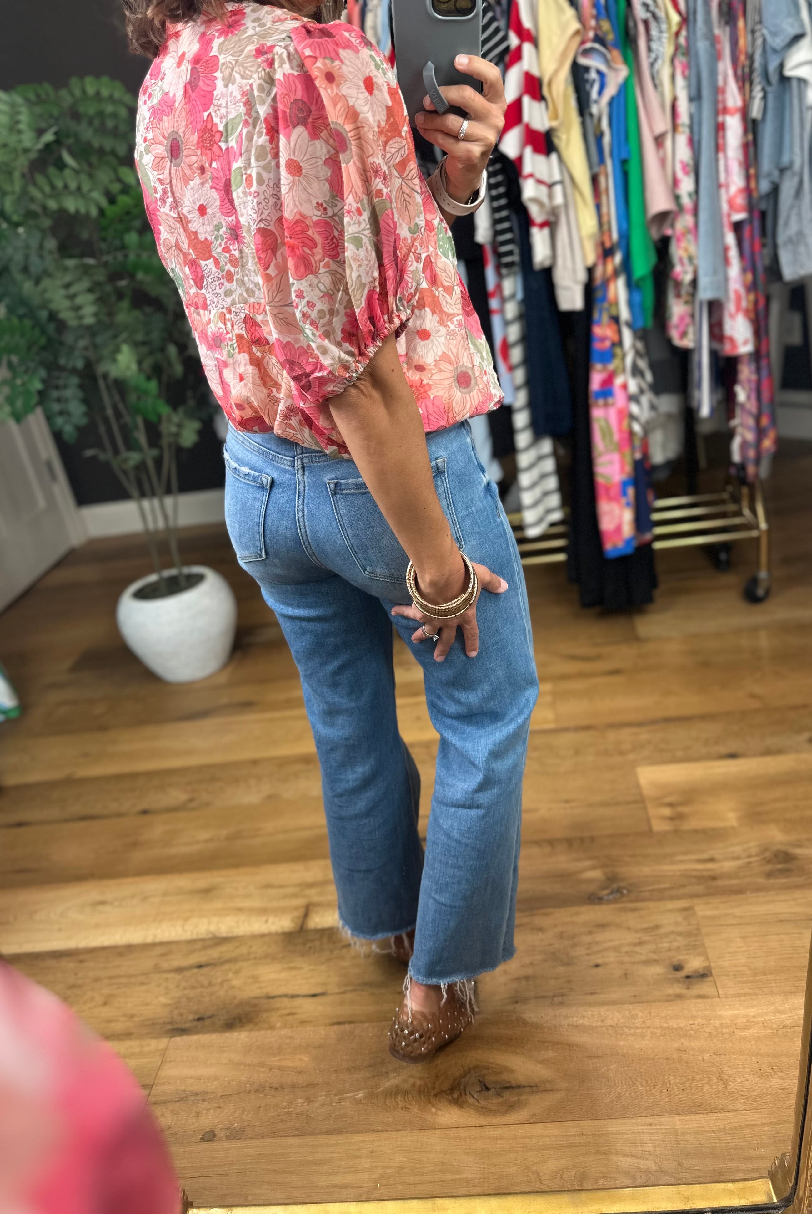 Colors In The Wind Floral Top-Short Sleeves-Umgee-Anna Kaytes Boutique, Women's Fashion Boutique in Grinnell, Iowa