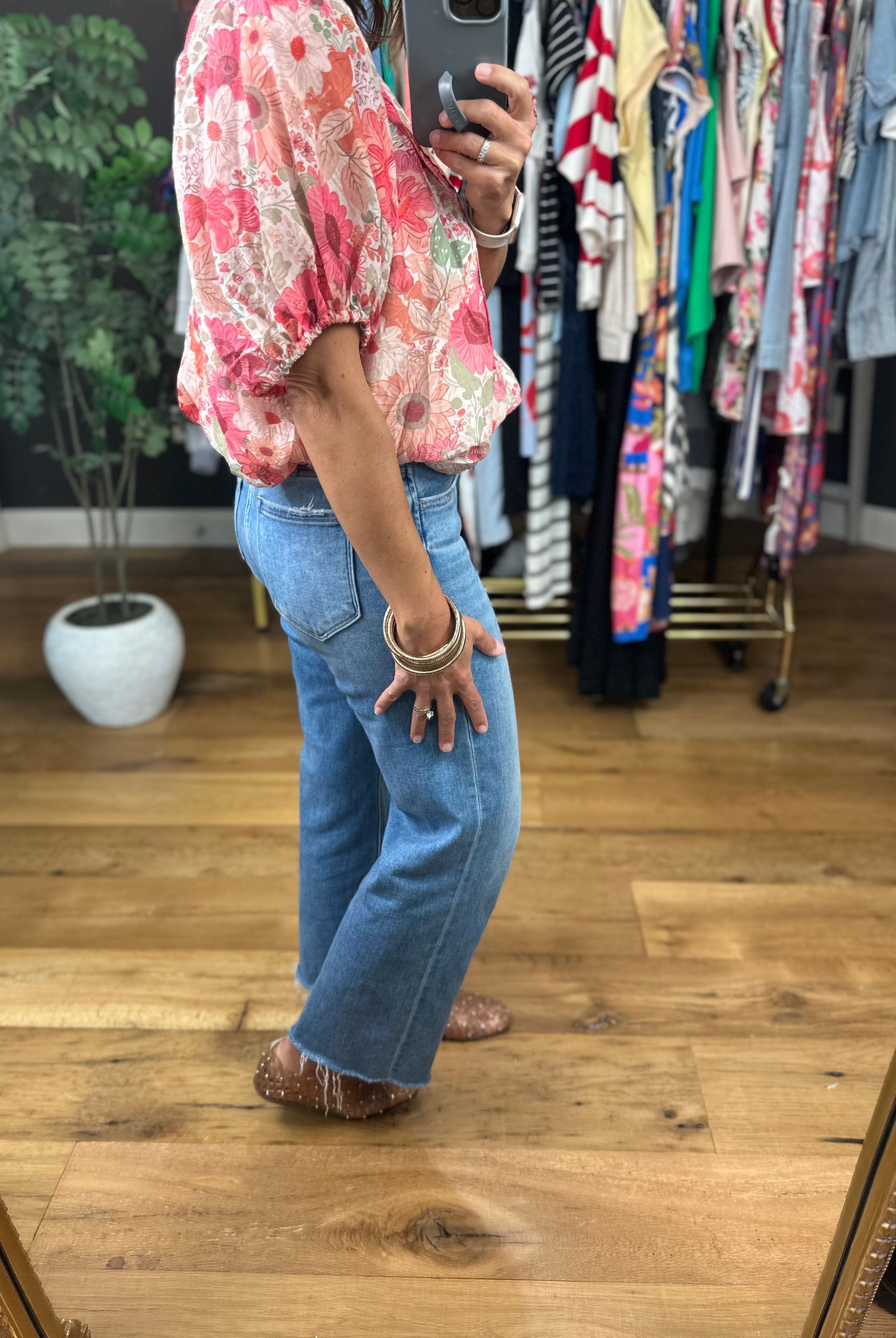 Colors In The Wind Floral Top-Short Sleeves-Umgee-Anna Kaytes Boutique, Women's Fashion Boutique in Grinnell, Iowa