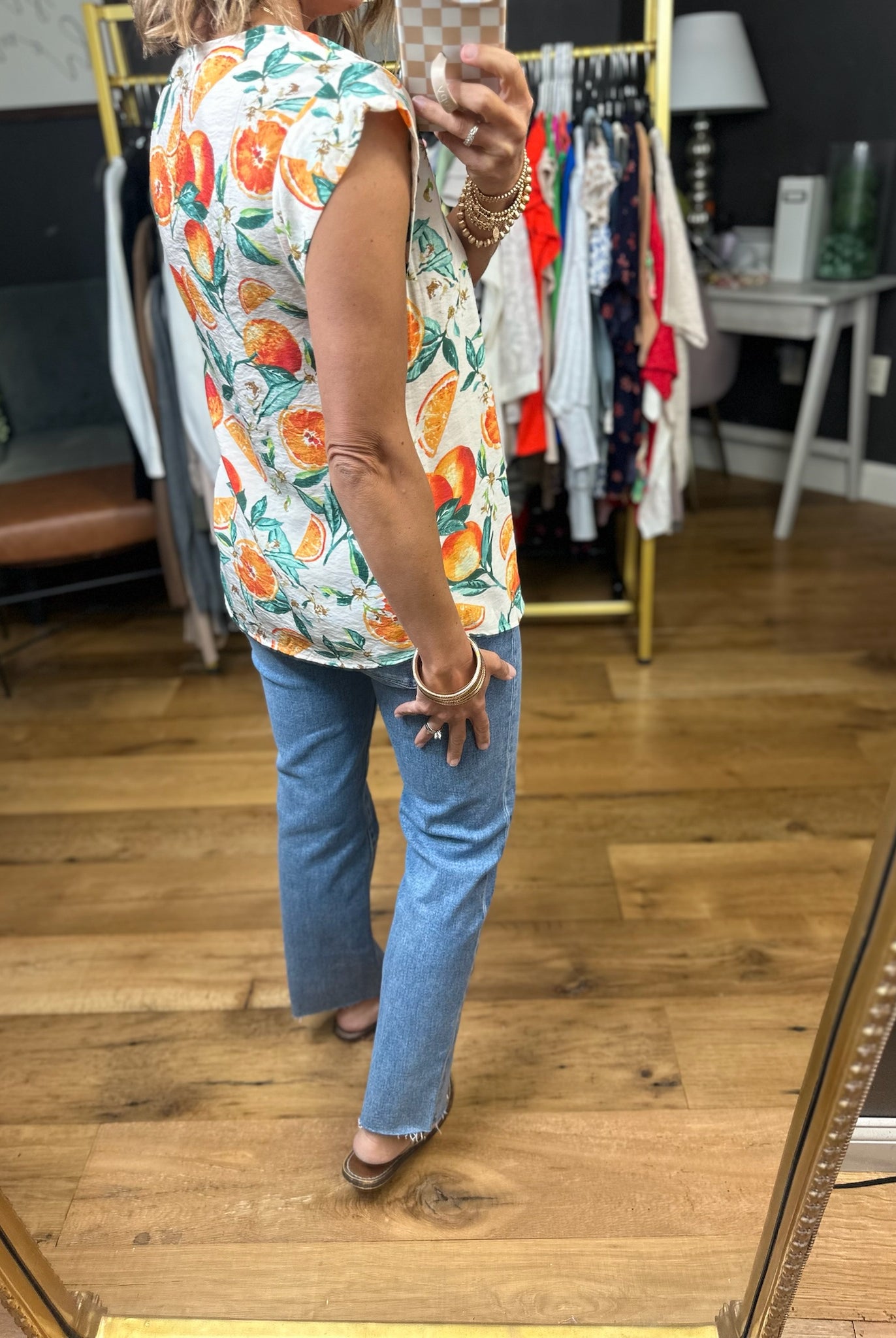 Sun-Kissed Citrus V-Neck Top-Les Amis-Anna Kaytes Boutique, Women's Fashion Boutique in Grinnell, Iowa