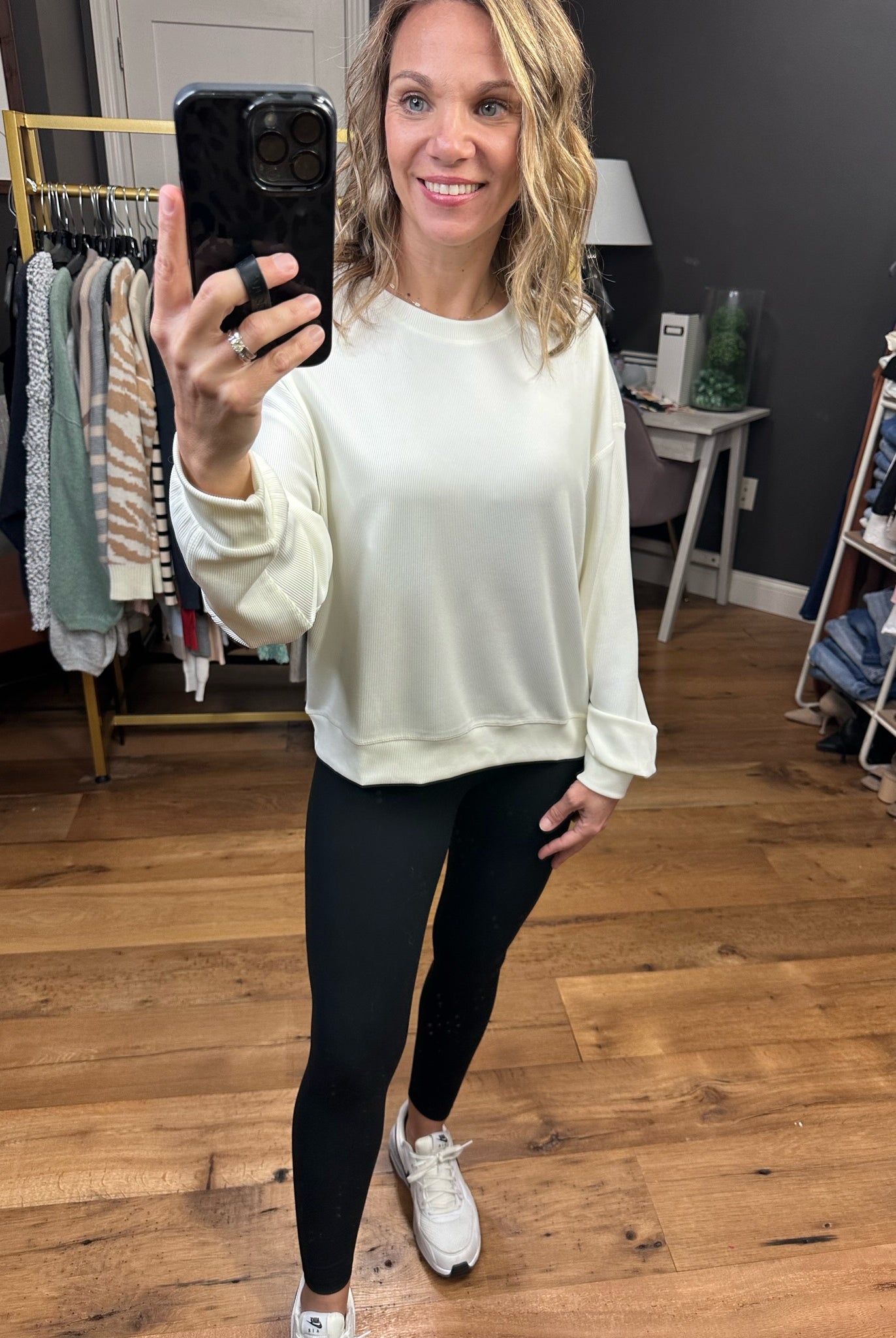 Only The Best Cropped Ribbed Crew Sweatshirt - Bone-Sweaters-Wishlist-Anna Kaytes Boutique, Women's Fashion Boutique in Grinnell, Iowa