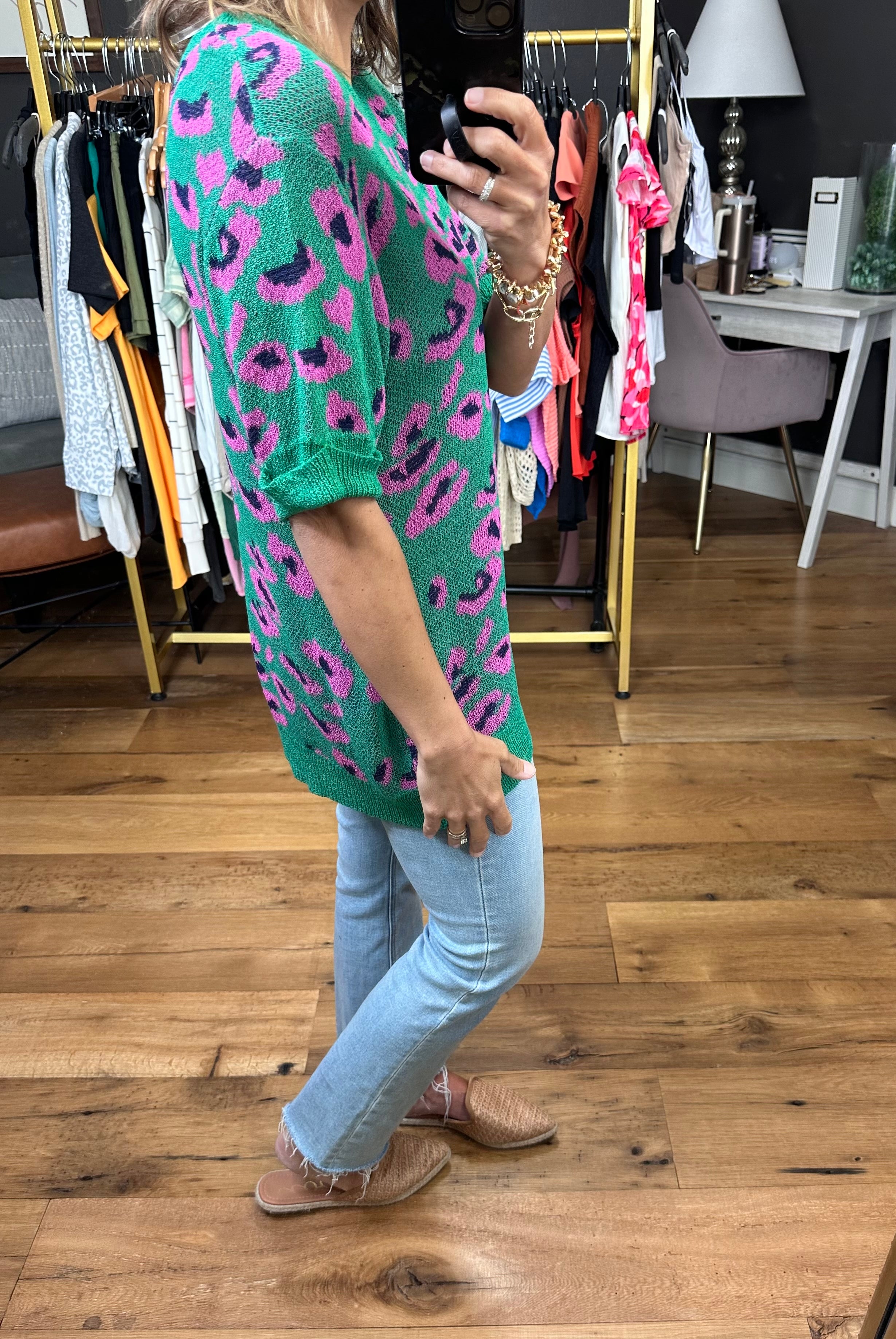 My Specialty Short Sleeve Knit - Green-Short Sleeves-Entro-Anna Kaytes Boutique, Women's Fashion Boutique in Grinnell, Iowa