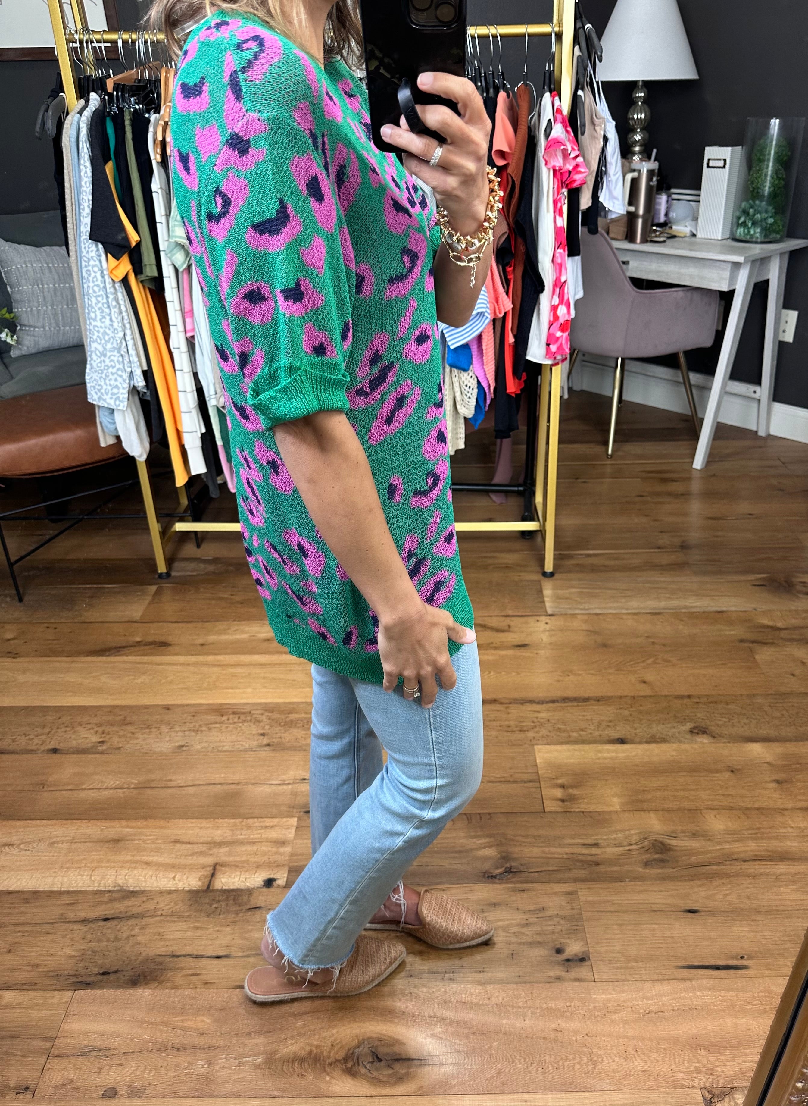 My Specialty Short Sleeve Knit - Green-Short Sleeves-Entro-Anna Kaytes Boutique, Women's Fashion Boutique in Grinnell, Iowa