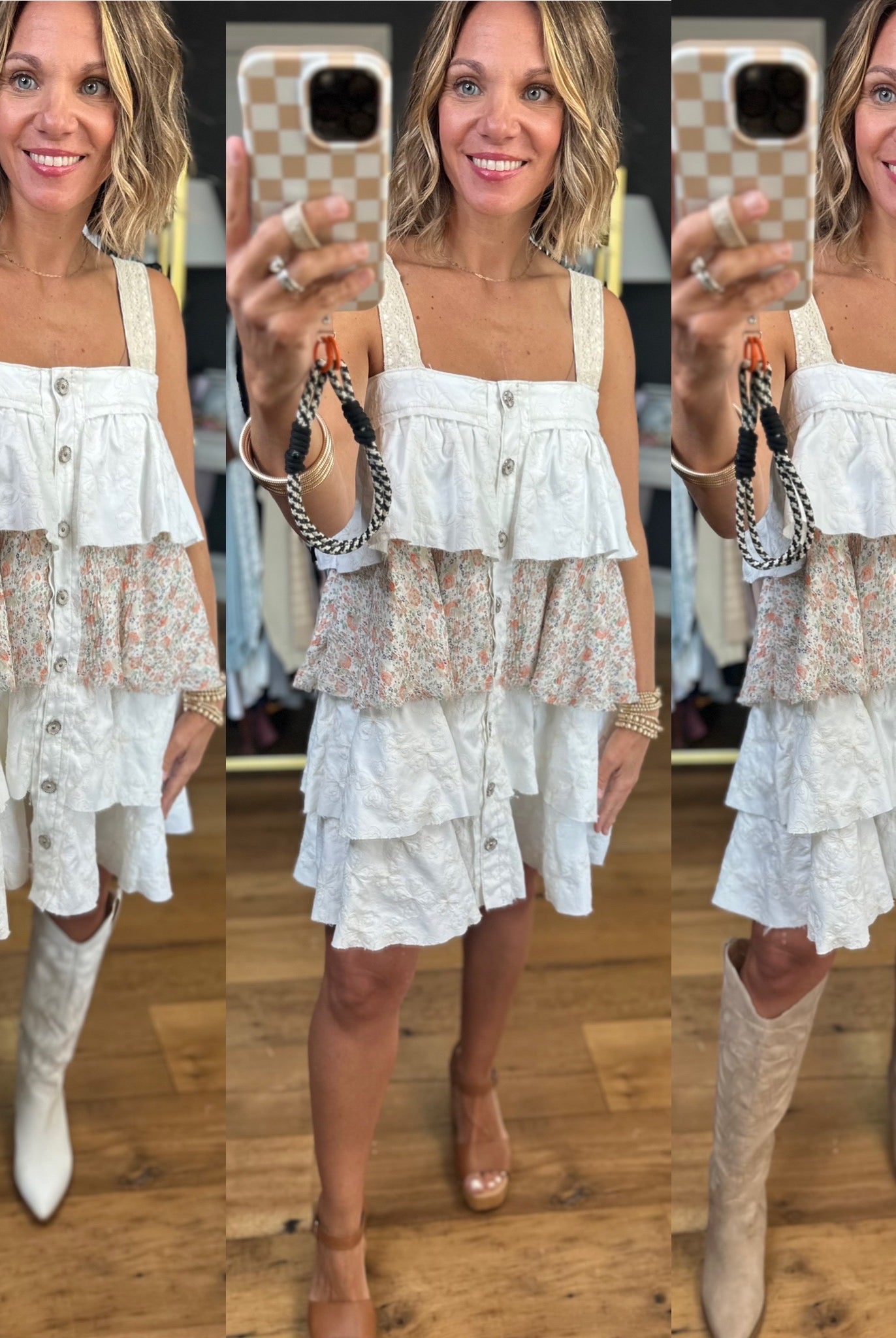 Give It All Back Ruffle Button-Down Dress - Ivory-POL-Anna Kaytes Boutique, Women's Fashion Boutique in Grinnell, Iowa