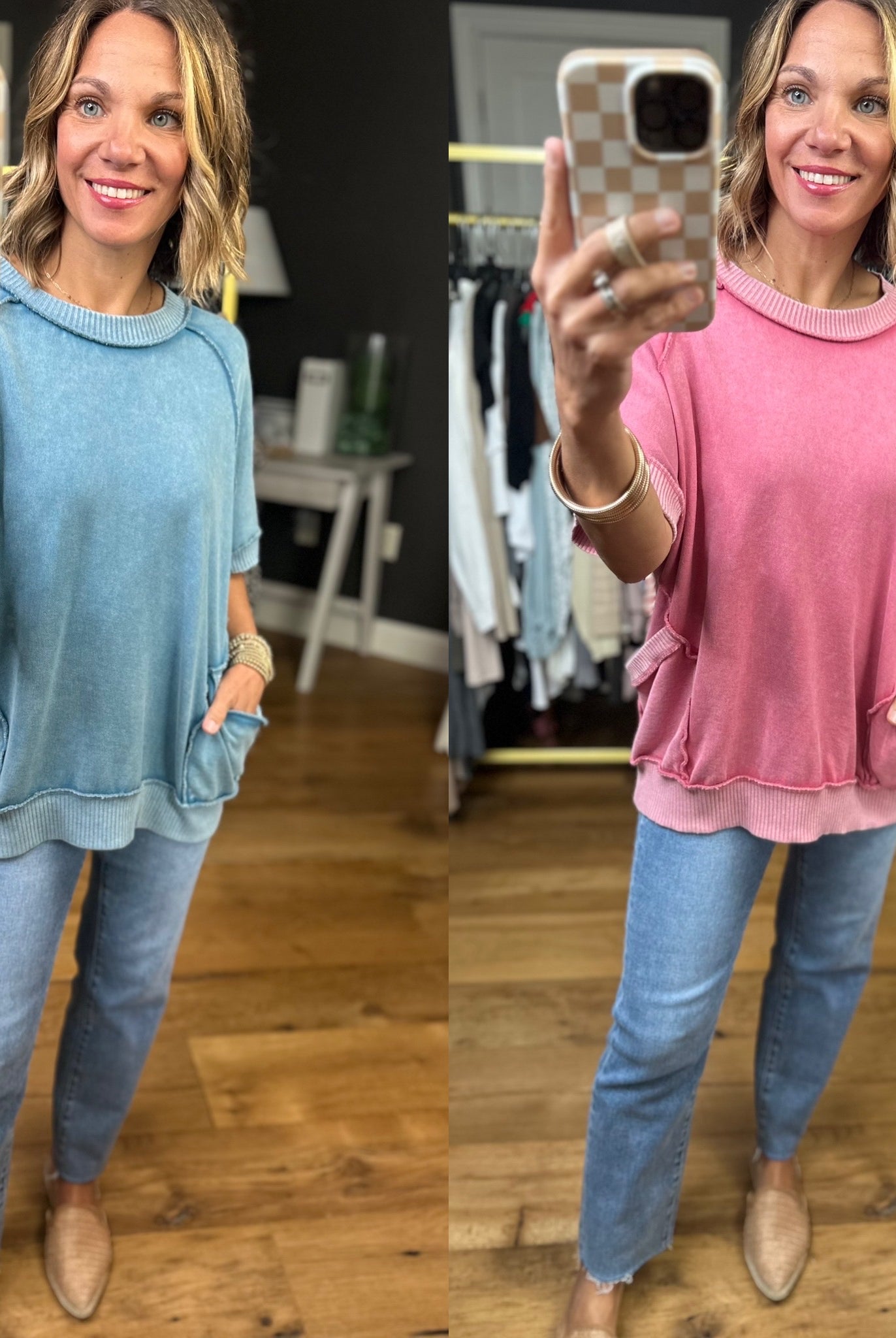 By My Side Washed Pocket Top - Multiple Options-Easel-Anna Kaytes Boutique, Women's Fashion Boutique in Grinnell, Iowa