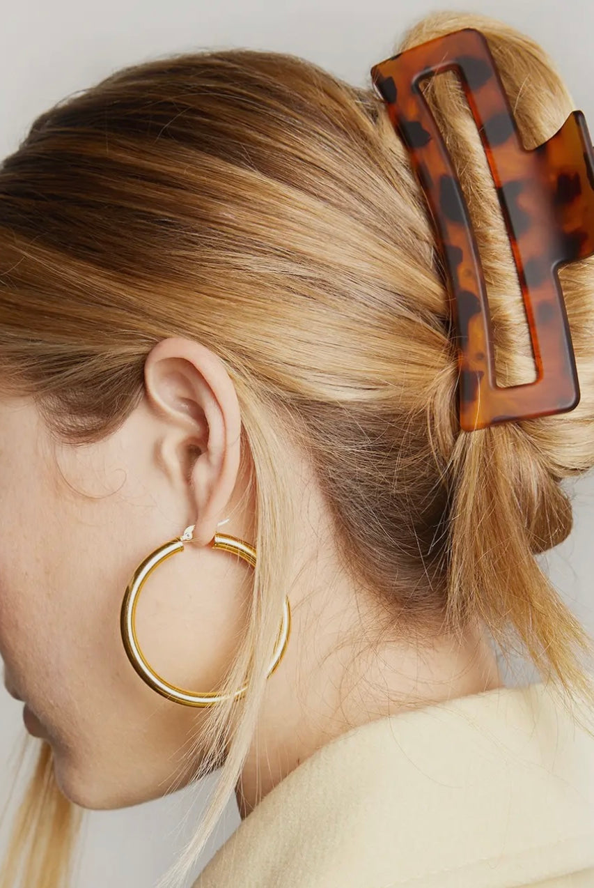 Kitsch Rectangle Open Shape Claw Clip- Black/Tortoise-Hair Accessories-Kitsch 60572-Anna Kaytes Boutique, Women's Fashion Boutique in Grinnell, Iowa