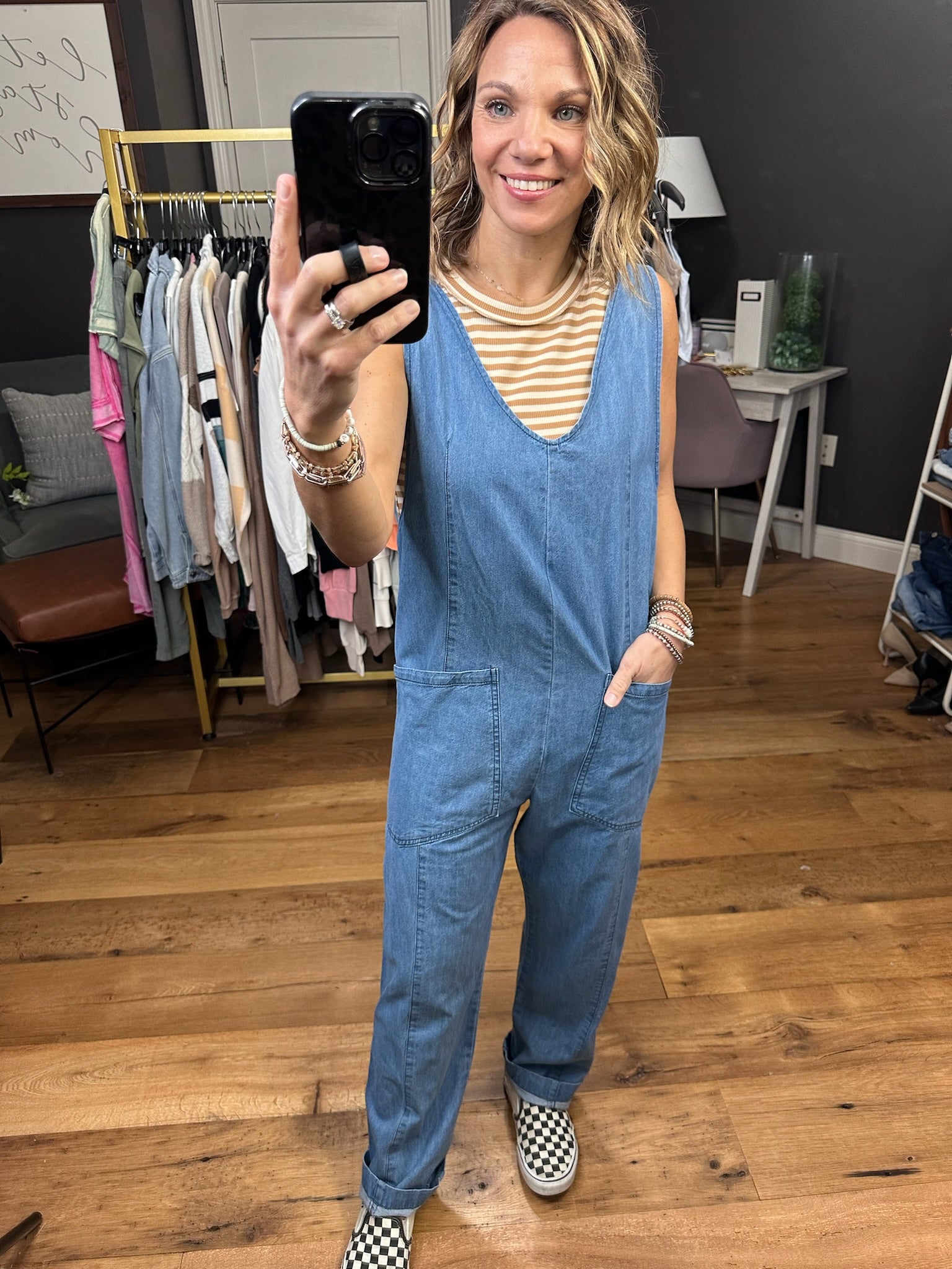 The Madison Denim Pocket Jumpsuit - Light Wash-Jumpsuits-Day & Moon DM1064-1-Anna Kaytes Boutique, Women's Fashion Boutique in Grinnell, Iowa
