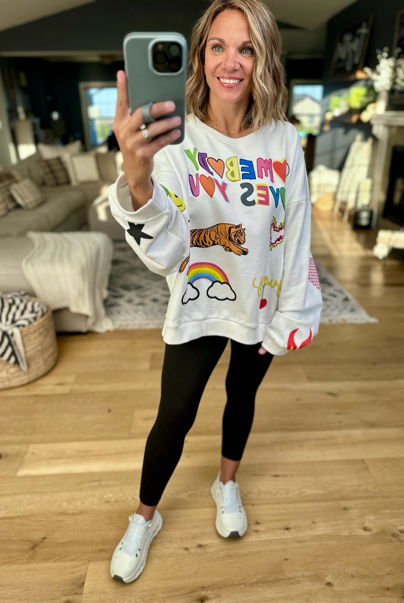 Somebody Loves You Graphic Print Crewneck-Bucketlist-Anna Kaytes Boutique, Women's Fashion Boutique in Grinnell, Iowa