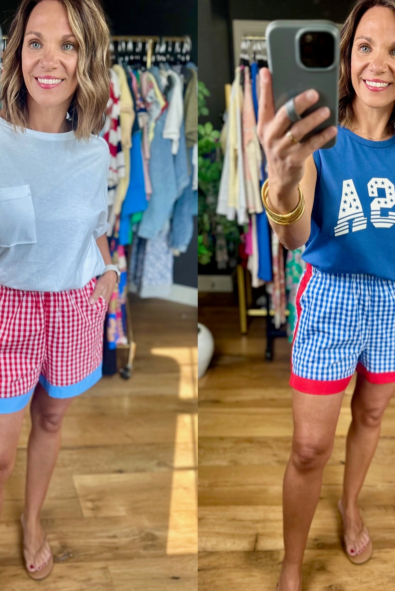 The Americana Plaid Shorts-Shorts-Entro-Anna Kaytes Boutique, Women's Fashion Boutique in Grinnell, Iowa
