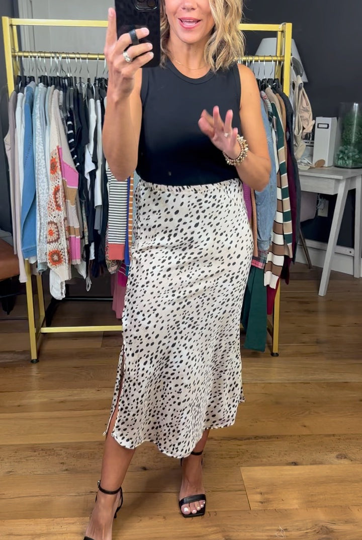 Modern Elegance Animal Print Skirt - Taupe/Black-Bucketlist-Anna Kaytes Boutique, Women's Fashion Boutique in Grinnell, Iowa