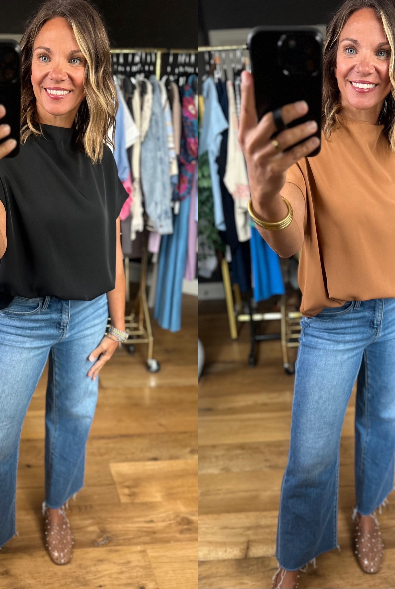 Nothing In Common High-Neck Top-Short Sleeves-Wishlist-Anna Kaytes Boutique, Women's Fashion Boutique in Grinnell, Iowa