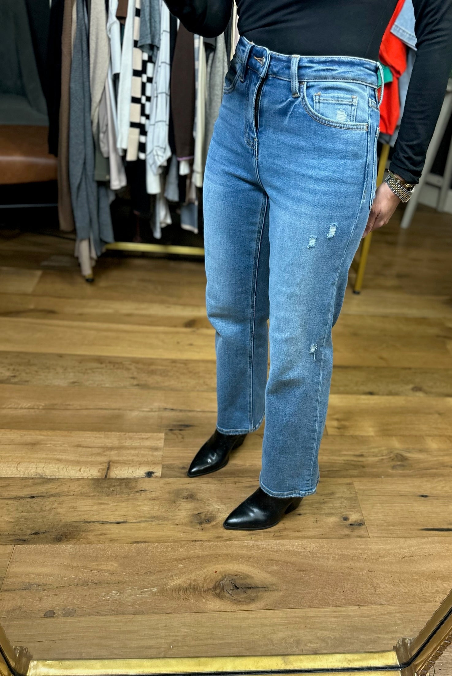The Miley High Rise Ankle Slim Wide Leg Denim-Vervet-Anna Kaytes Boutique, Women's Fashion Boutique in Grinnell, Iowa