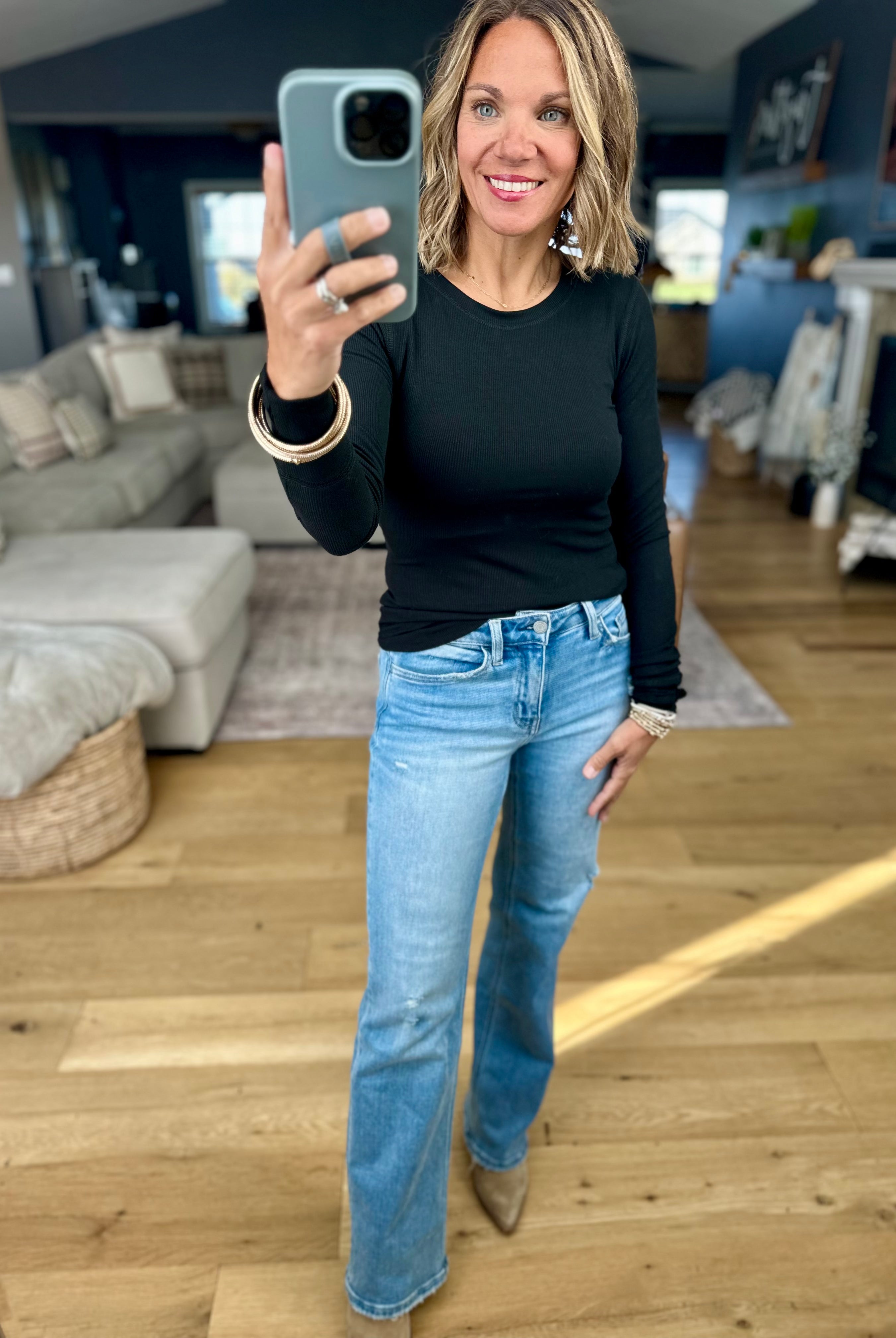 The Lennie Ribbed Long Sleeve Top-Wasabi & Mint-Anna Kaytes Boutique, Women's Fashion Boutique in Grinnell, Iowa