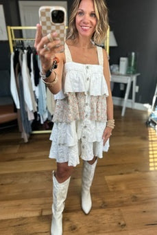 Give It All Back Ruffle Button-Down Dress - Ivory-POL-Anna Kaytes Boutique, Women's Fashion Boutique in Grinnell, Iowa