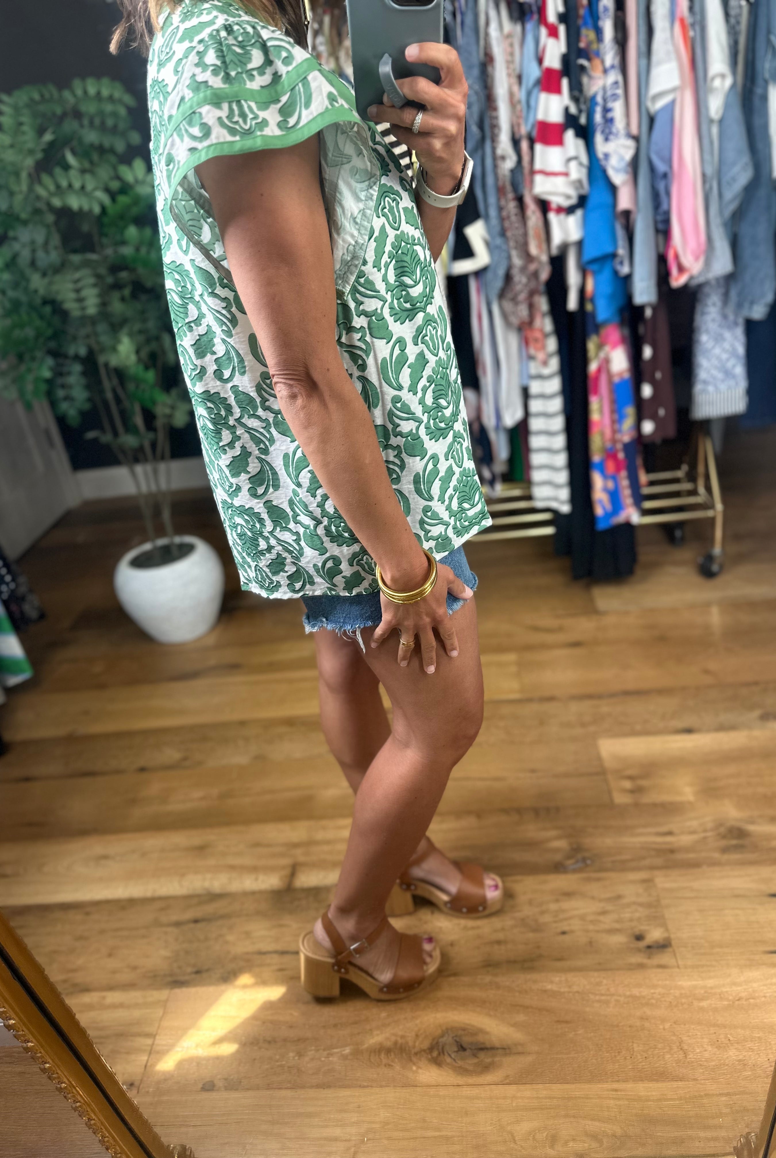 Late Spring Moment Patterned Top-Short Sleeves-Umgee-Anna Kaytes Boutique, Women's Fashion Boutique in Grinnell, Iowa