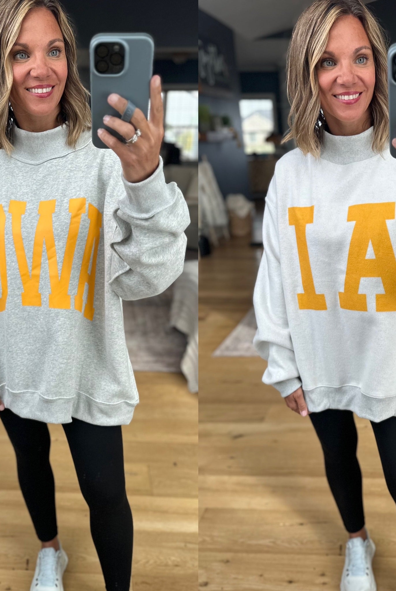 IOWA Reversible Mock-Neck Sweatshirt-Bucketlist-Anna Kaytes Boutique, Women's Fashion Boutique in Grinnell, Iowa