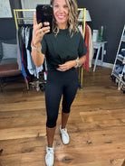 The Jenna Crossover Waist Capri Legging - Black-Leggings-Mono B BP628-Anna Kaytes Boutique, Women's Fashion Boutique in Grinnell, Iowa
