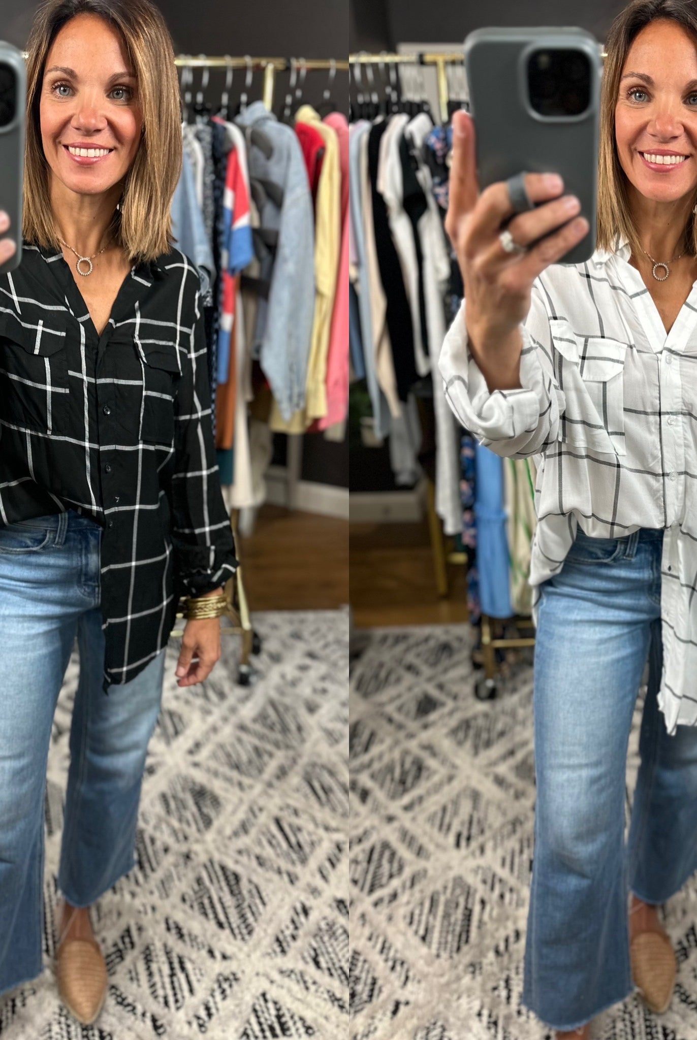 Make It Known Plaid Button-Down Top-Long Sleeves-The Workshop-Anna Kaytes Boutique, Women's Fashion Boutique in Grinnell, Iowa
