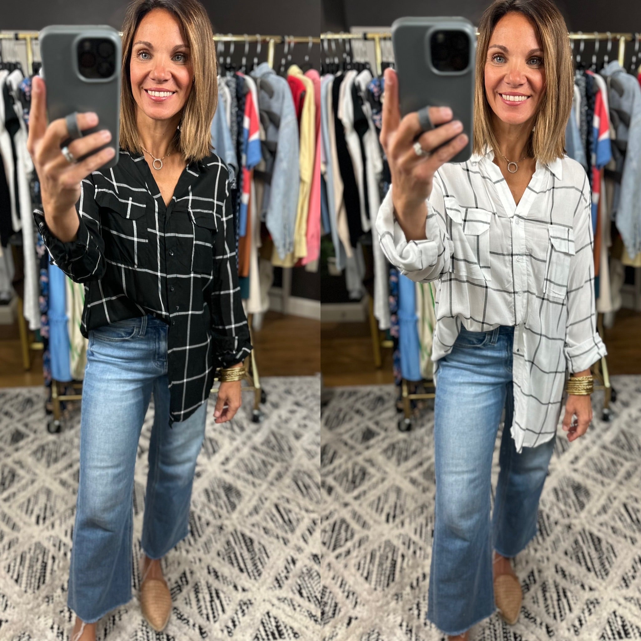 Make It Known Plaid Button-Down Top-Long Sleeves-The Workshop-Anna Kaytes Boutique, Women's Fashion Boutique in Grinnell, Iowa