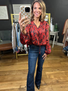 Addison Rust Floral Top with Ruffle Detail-Anna Kaytes Boutique-Anna Kaytes Boutique, Women's Fashion Boutique in Grinnell, Iowa